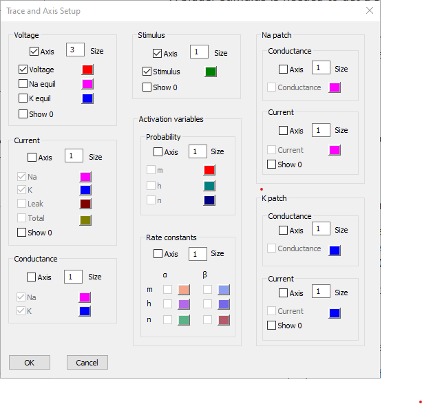 HH: Trace and Axis Setup dialog